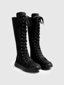 DareSee All Season Outdoor Women's Fashion Flat Over-The-Knee Boots, Built-In Zipper, Breathable Lightweight - Black - View 1