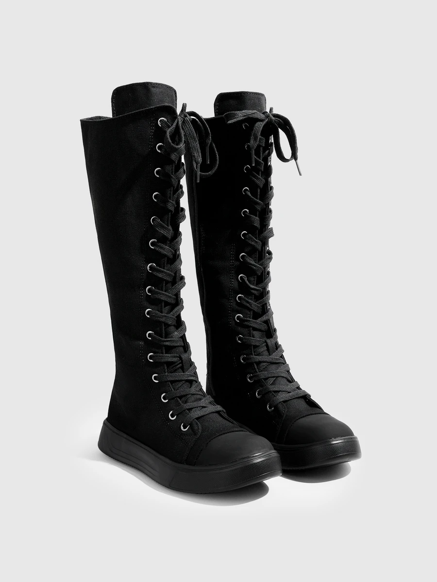 DareSee All Season Outdoor Women's Fashion Flat Over-The-Knee Boots, Built-In Zipper, Breathable Lightweight - Black - View 1