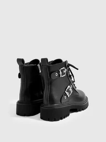 DareSee 2025 New Women's Thick Sole Retro Versatile British Style Ankle Boots, Suitable For Spring And Autumn - Black - View 3