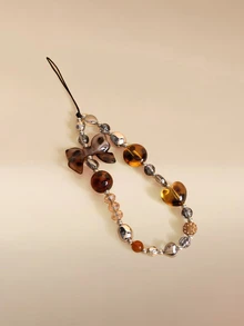 Glizzene Leopard Print Bow Beaded Phone Chain Pendant, Vintage Multi-Functional Wrist Strap Charm, Women's Anti-Loss Phone Lanyard - Multicolor - View 3