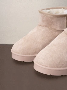 Hatastic Women's Winter Bestselling All-Match Fashion Casual Thermal-Lined Thick Warm Short Snow Boots, PVC Sole, Versatile Beige Ankle Boots - Beige - View 4