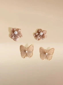 Glizzene 8pcs/Set Girls Colorful Pearl Flower Hair Clips, Bowknot Tassel Ribbon Hair Accessories - Multicolor - View 2