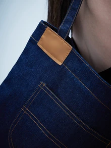 Rollcall Navy Blue Solid Color Denim Shoulder Bag, Vintage Y2K Style, Large Capacity Lightweight Outdoor Underarm Bag - Blue - View 5