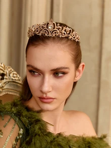 Etoivie Elegant Gold Princess Crown - Sparkling Rhinestone And Glass Stone Bridal Crown, Suitable For Weddings, Balls, Birthday Parties - Gold - View 3