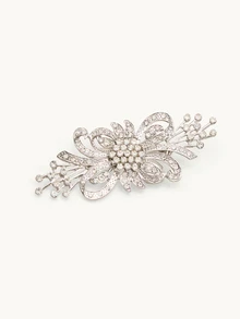 Farahzel 1pc Fashionable Zinc Alloy Rhinestone Crystal Flower Brooch, Bridal Wedding Party Decor, Valentine's, Christmas Gift, Holiday Jewelry - Multicolor - View 3
