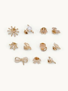 Farahzel 11pcs Women's Cuff & Neckline Brooch Pins, Versatile Anti-Exposure V-Neck Brooches - White - View 3
