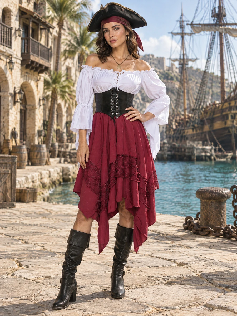 Vestido de Halloween 2026 con Falda Completa, Encaje y Patchwork ...