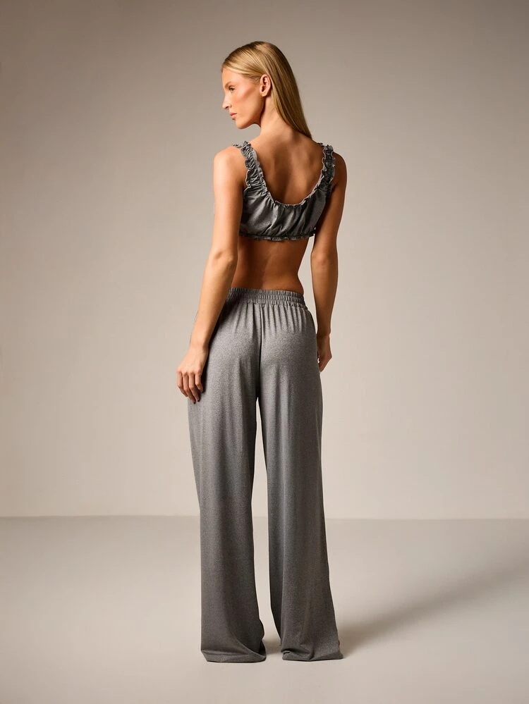 Lettuce Hem Cami And Wide Leg Pants Set