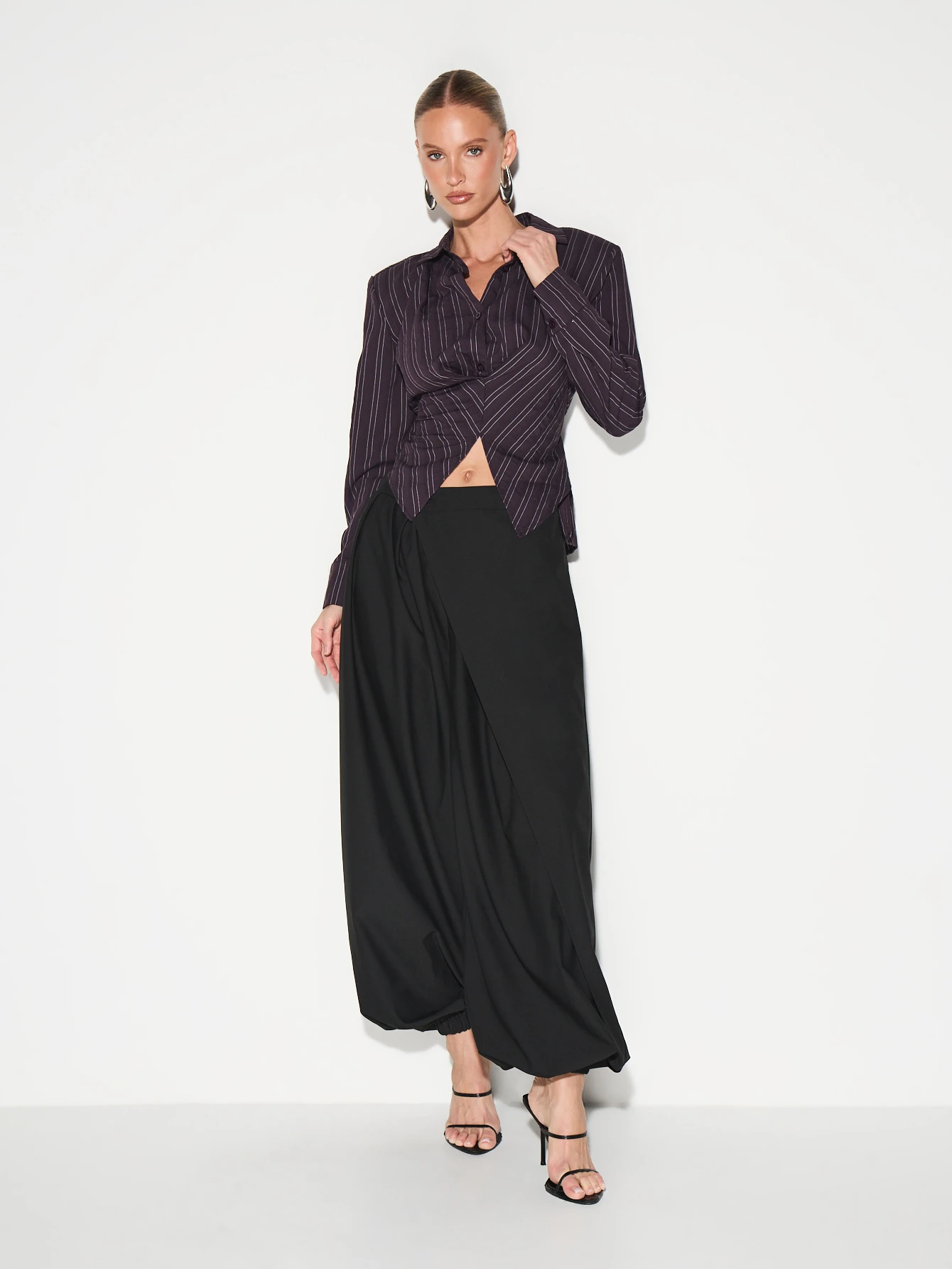 KIZN Camisa a rayas con detalle de cintura ceñida