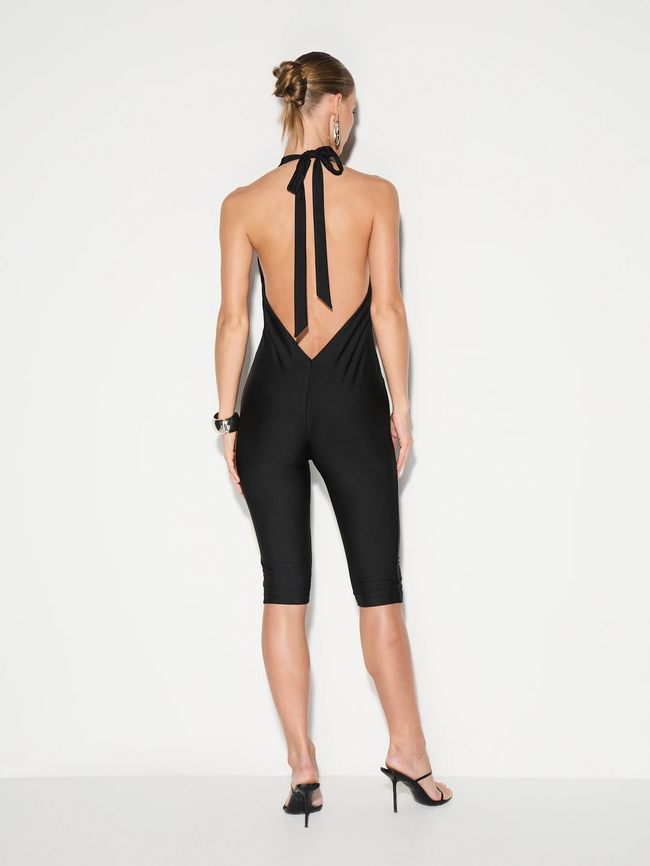 KIZN Halter Neck Capri Jumpsuit With Tie Detail
