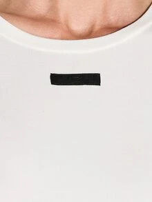 KIZN Top casual básico de ajuste relajado, de cuello redondo, de manga corta, con hombros acolchados de microforro polar, cómodo y con pequeño detalle de logo - Blanco - Ver 4