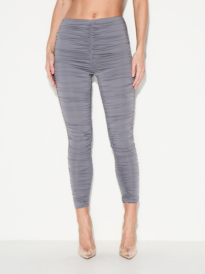 KIZN Women's Lightweight Slinky Ruched Bodycon Leggings High Waisted Stretchy Textured Full Length Fitted Pants For Casual Everyday Wear