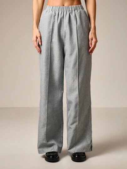AiiRZ Tailored High Waist Straight Leg Pin Tuck Trousers