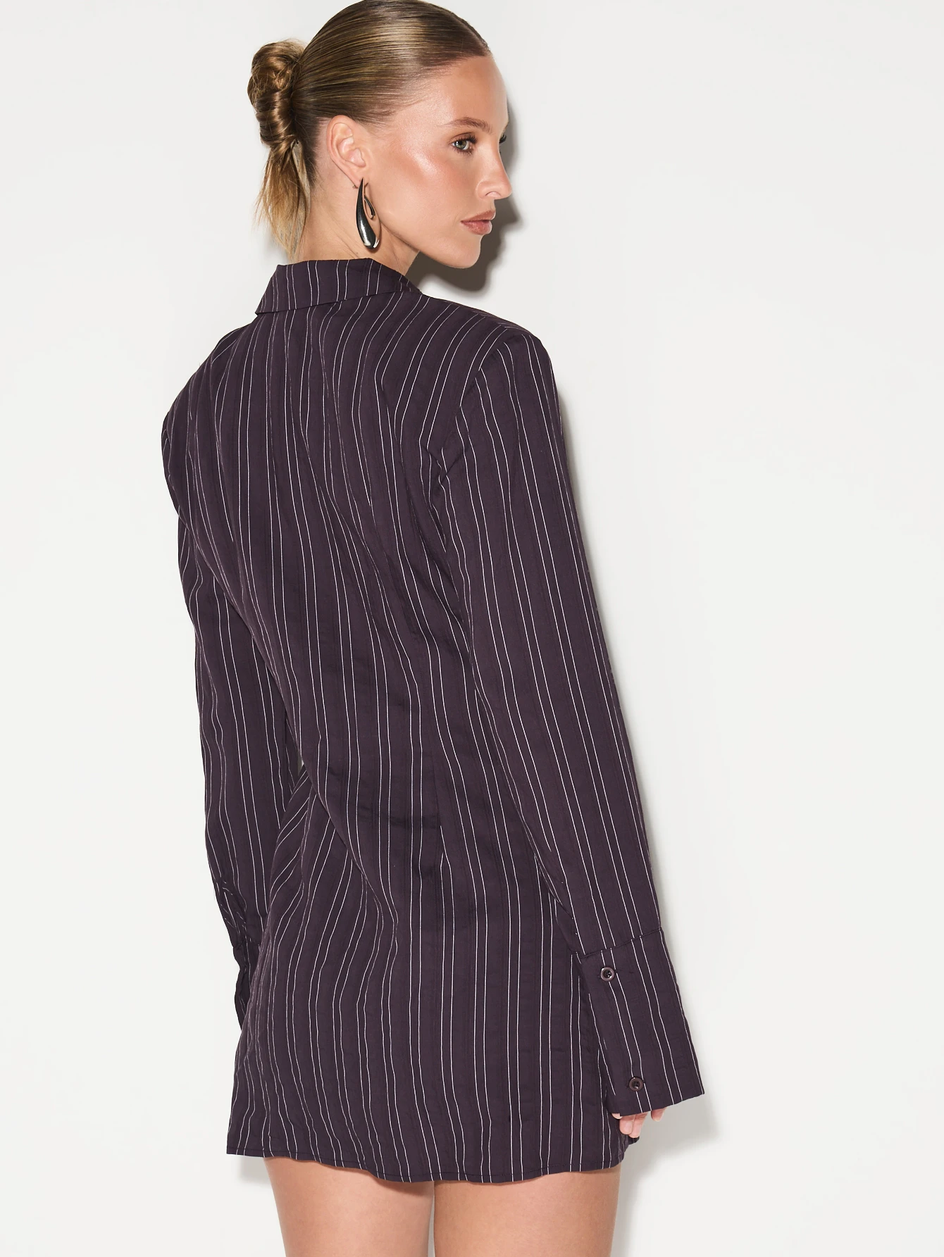 KIZN ストライプオーバーサイズシャツミニドレス