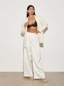 AiiRZ 缎面蕾丝边钢圈半罩杯文胸，胸部支撑，女性贴身内衣，睡衣家居服。 - 巧克力棕 - 查看 4