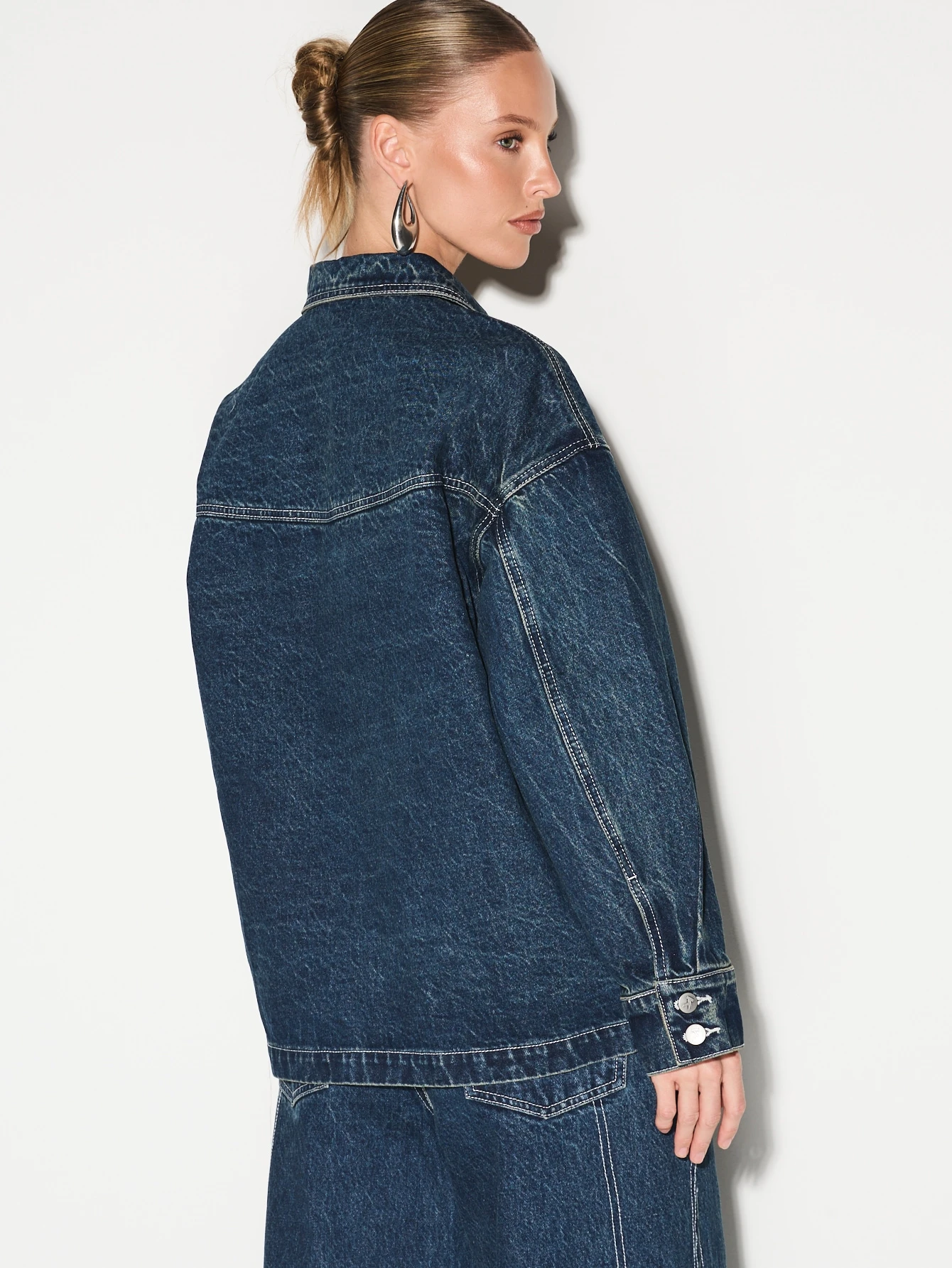 KIZN Dark Wash Denim Jacket With Contrast Stitching