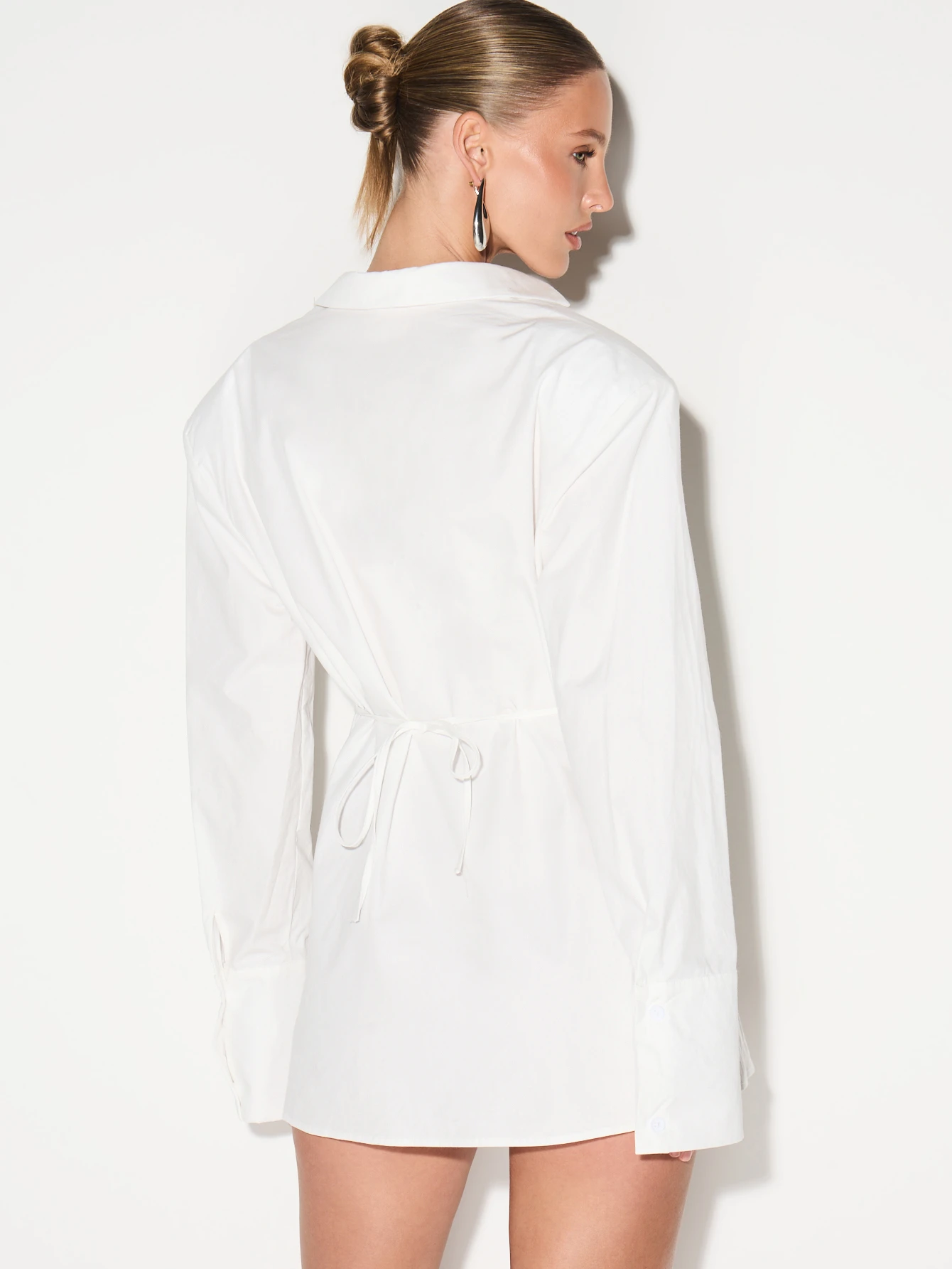 KIZN Oversized Collared Button Down Shirt Dress