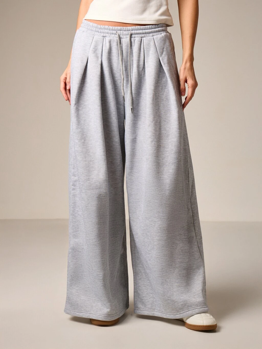AiiRZ Pantaloni larghi in felpa con vita annodata, pantaloni casual con coulisse e vita elastica, stile palazzo comodo e rilassato