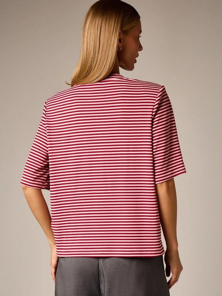 Striped Crew Neck Short Sleeve T Shirt
