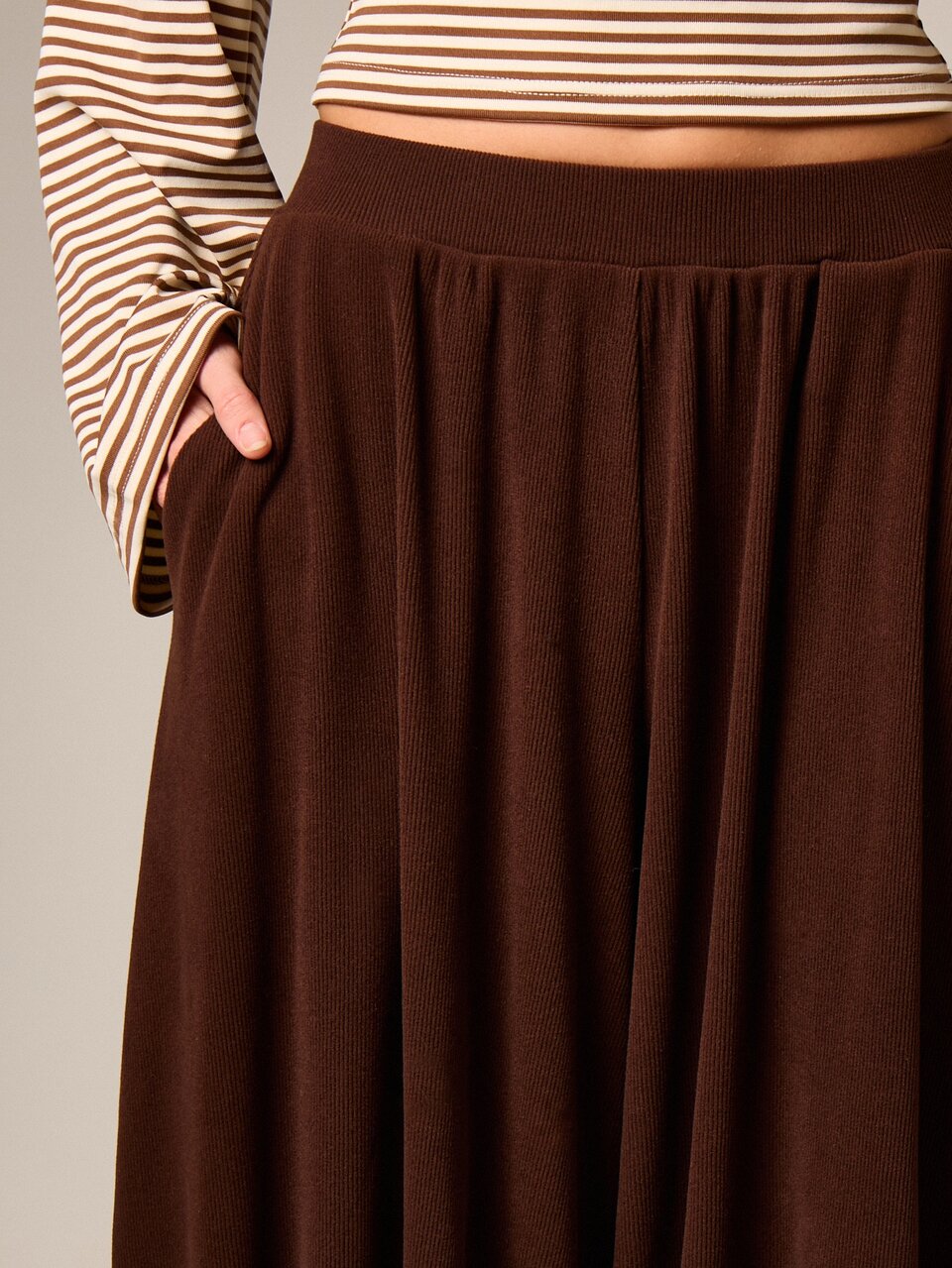 AiiRZ Ribbed High Waist Wide Leg Balloon Palazzo Pants Full Length Loose Fit Elastic Waistband Casual Trousers Fall Winter