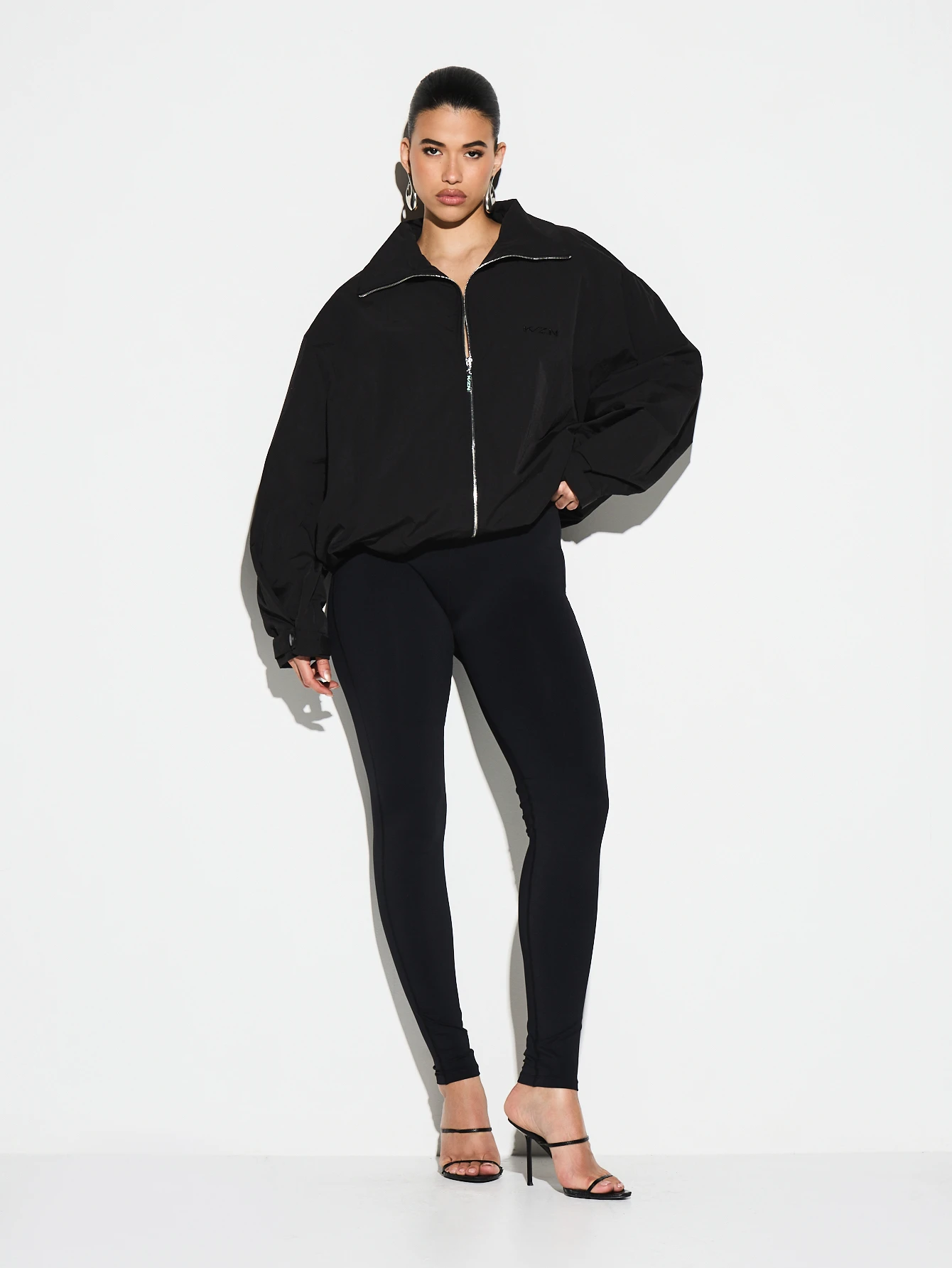KIZN Oversized Zip Through Technical Bomber Jacket