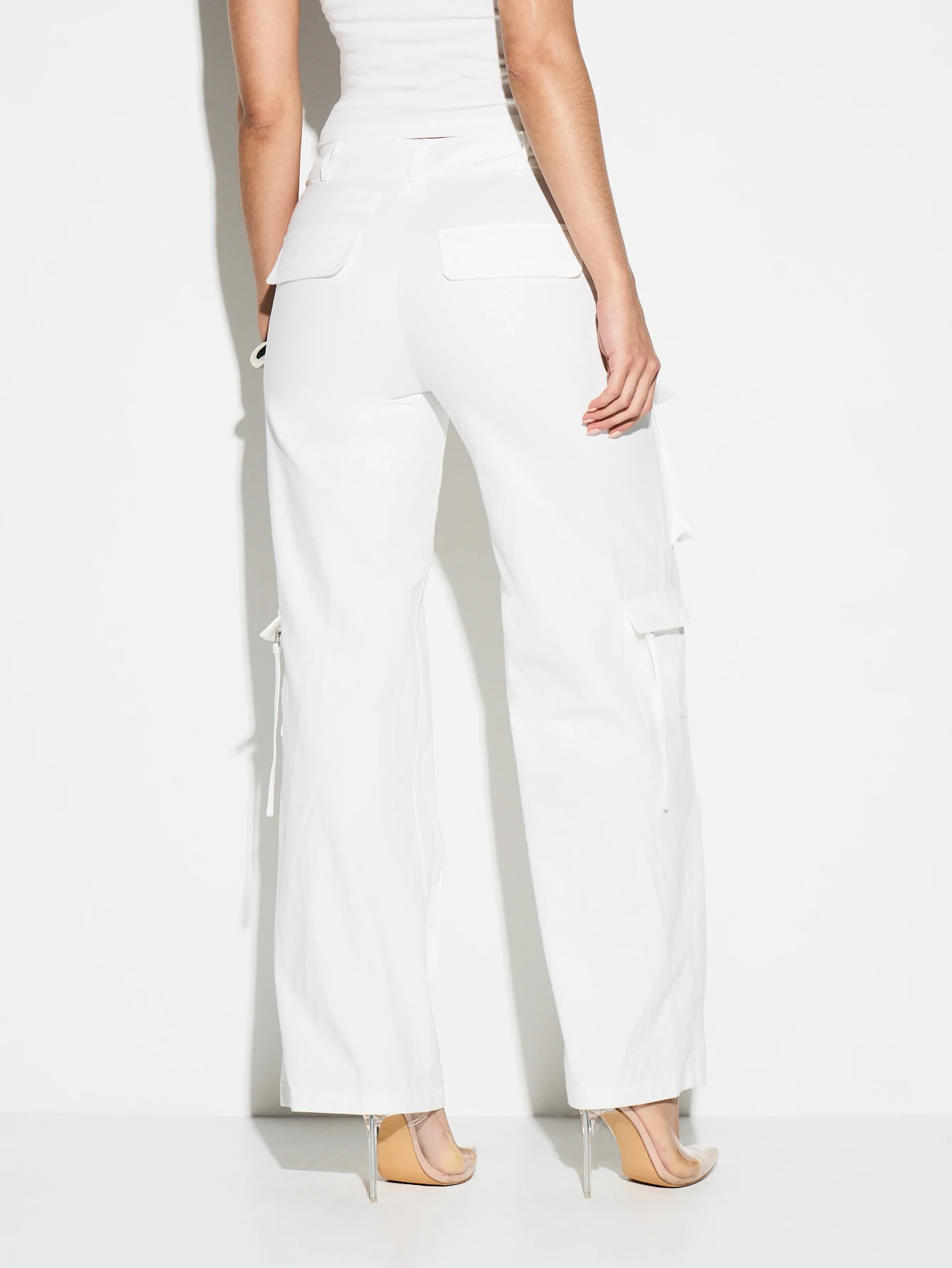 KIZN High Waisted Wide Leg Cargo Pants With Oversized Pockets