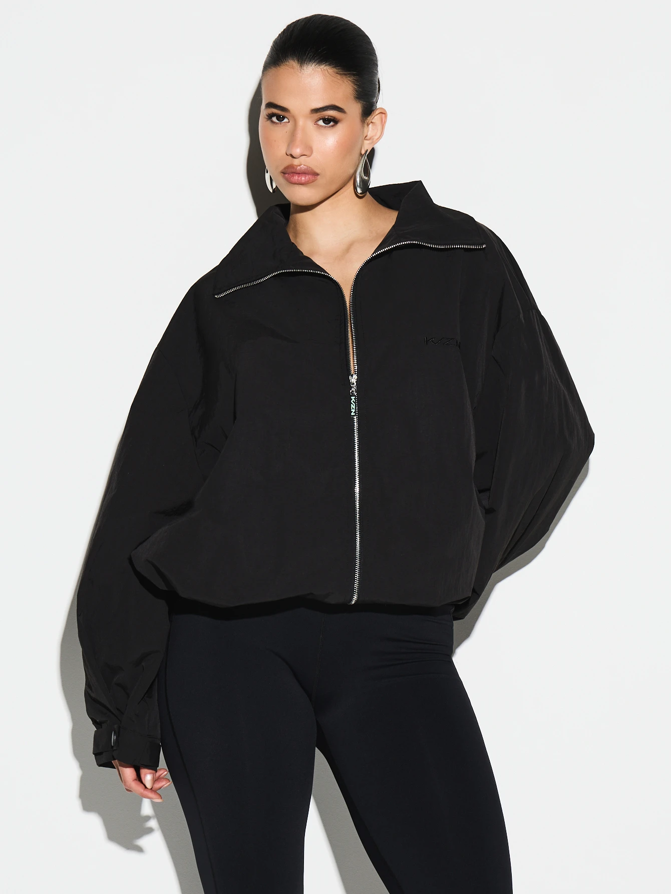 KIZN Oversized Zip Through Technical Bomber Jacket