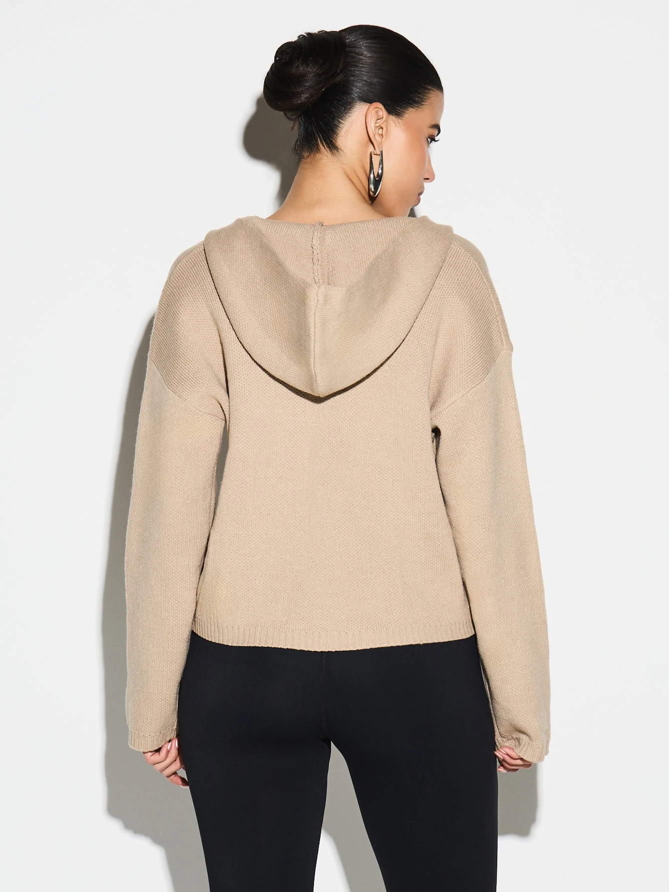 KIZN Knitted Zip Up Hoodie With Contrast Trim