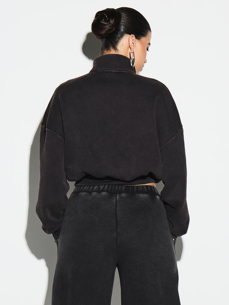 KIZN Moletom com Zíper Completo Forrado de Fleece com Gola Levantada e Bolso Central para Conforto Casual no Inverno