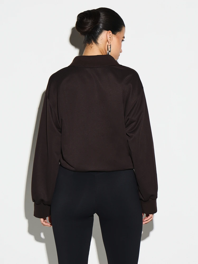KIZN Collared Pullover Sweatshirt With Buttons