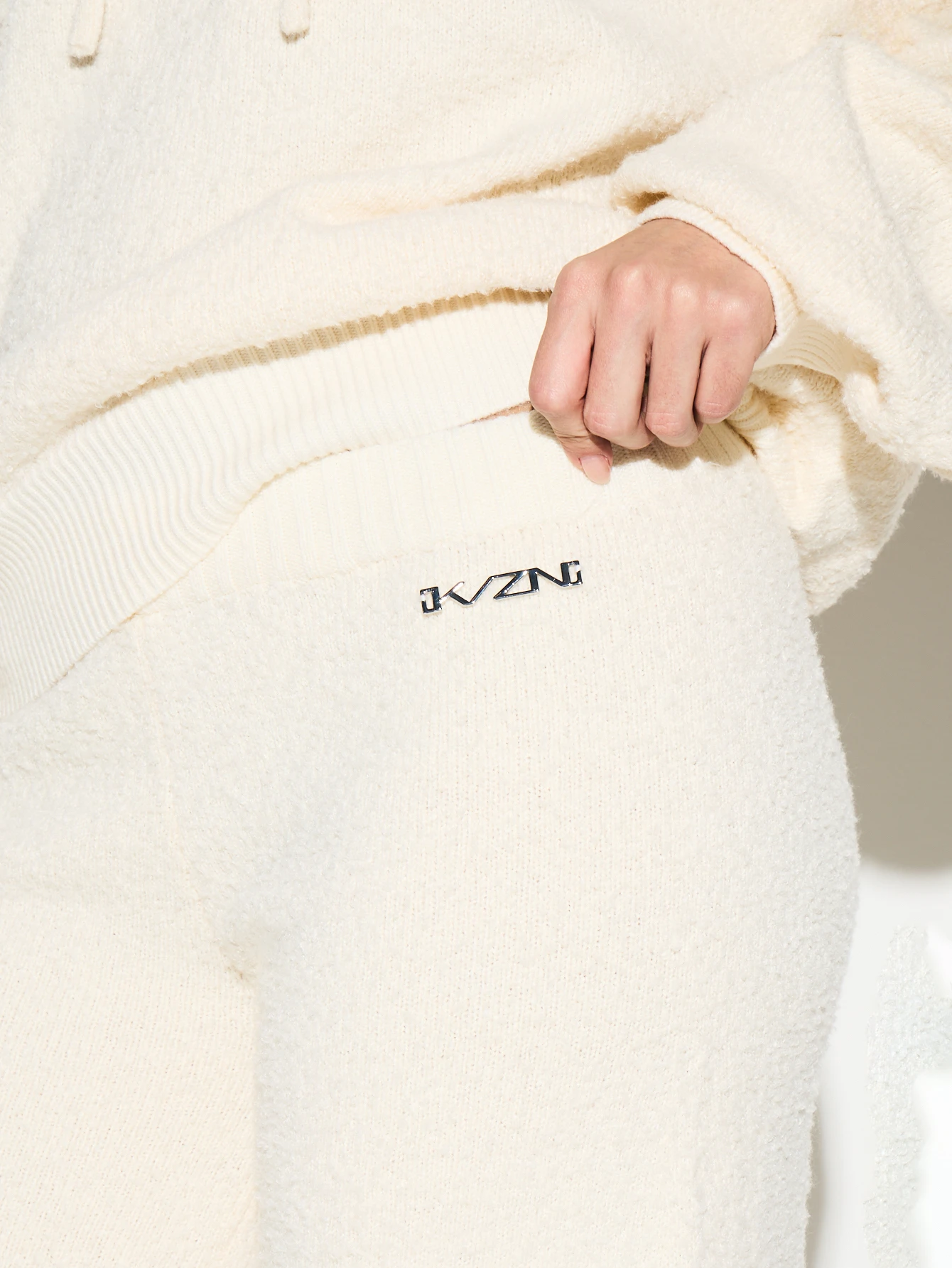 KIZN Boucle Knit Wide Leg Joggers