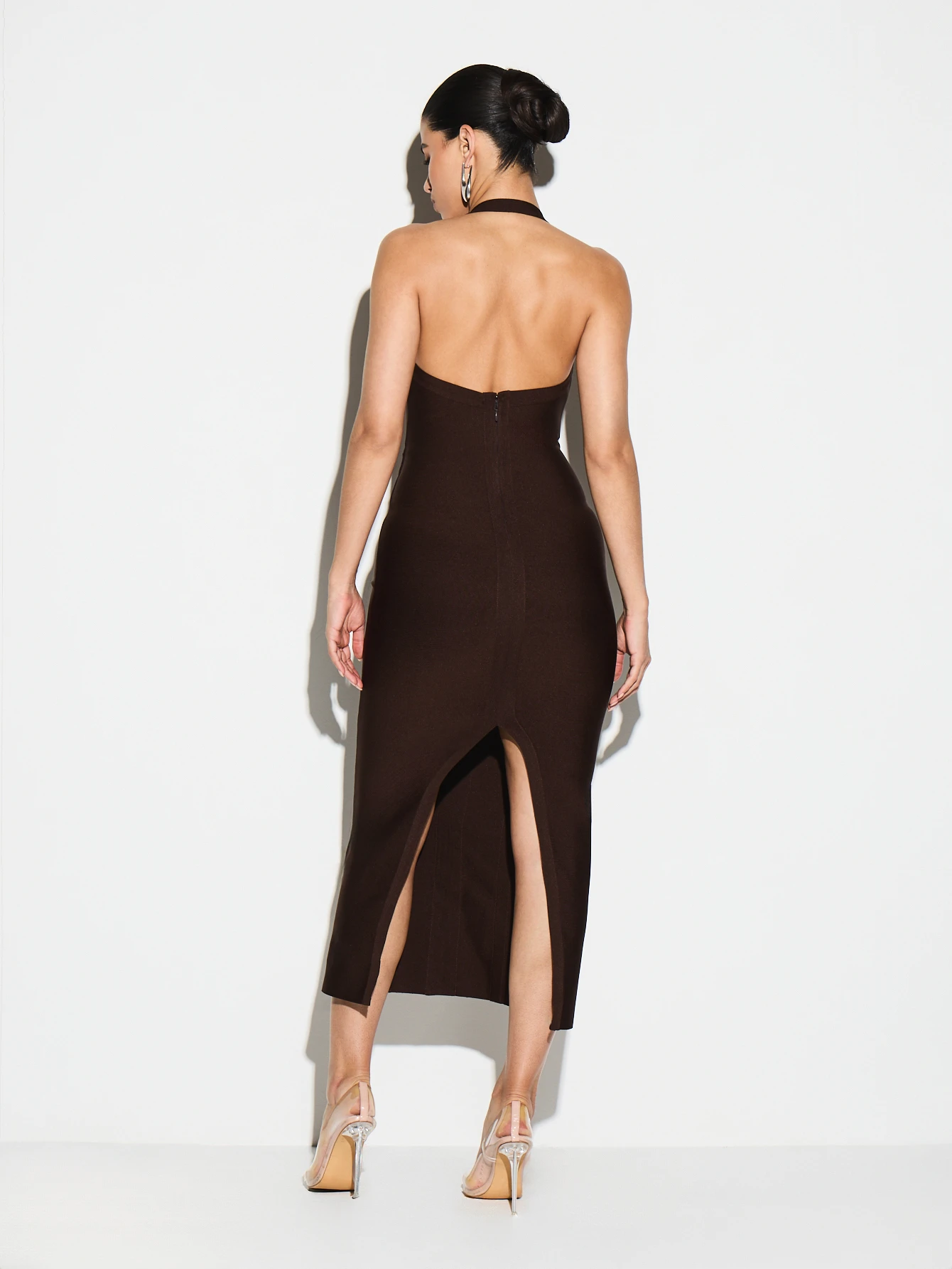 KIZN Halter Neck Bodycon Midi Dress With Back Slit