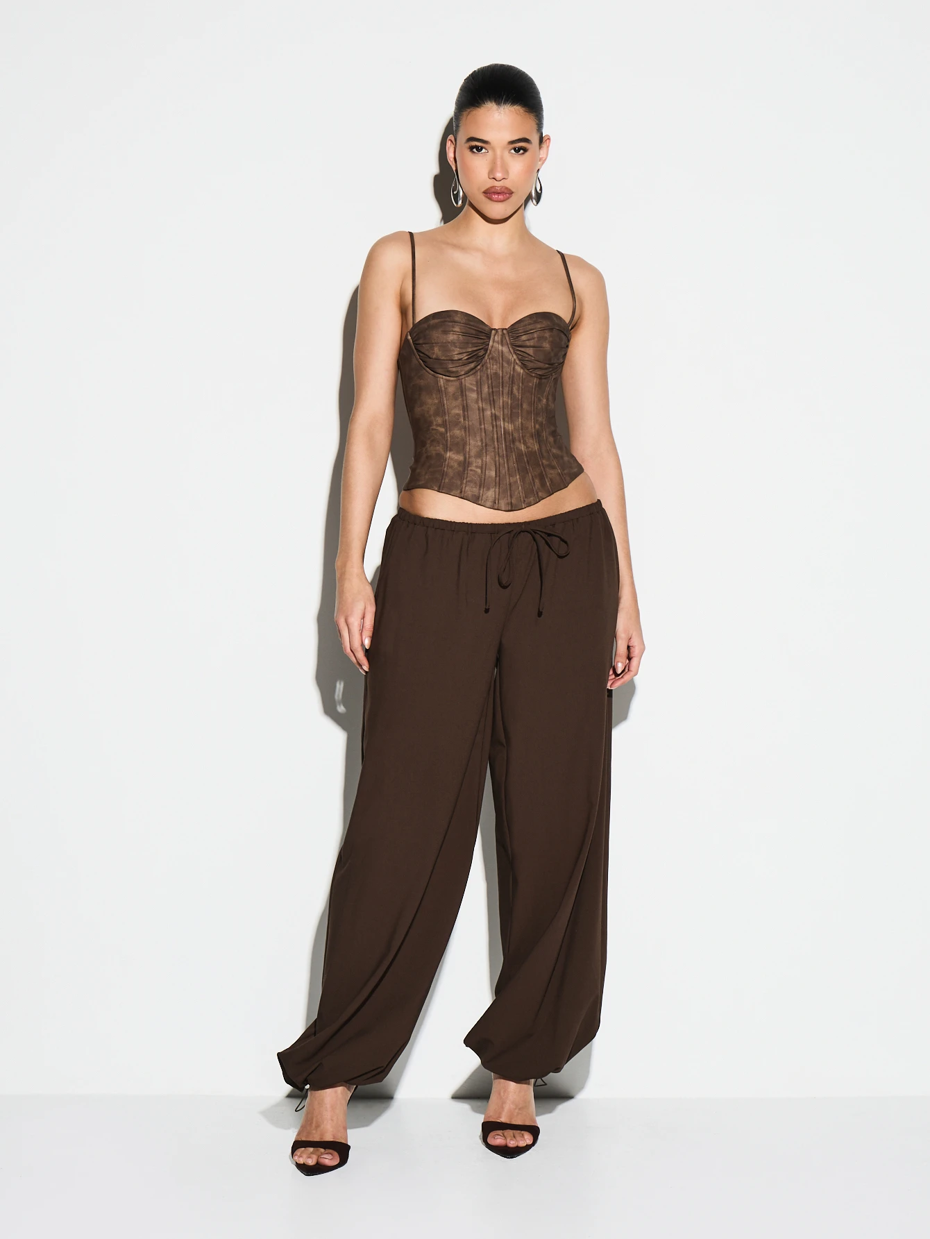 KIZN Corset en similicuir avec laçage au dos