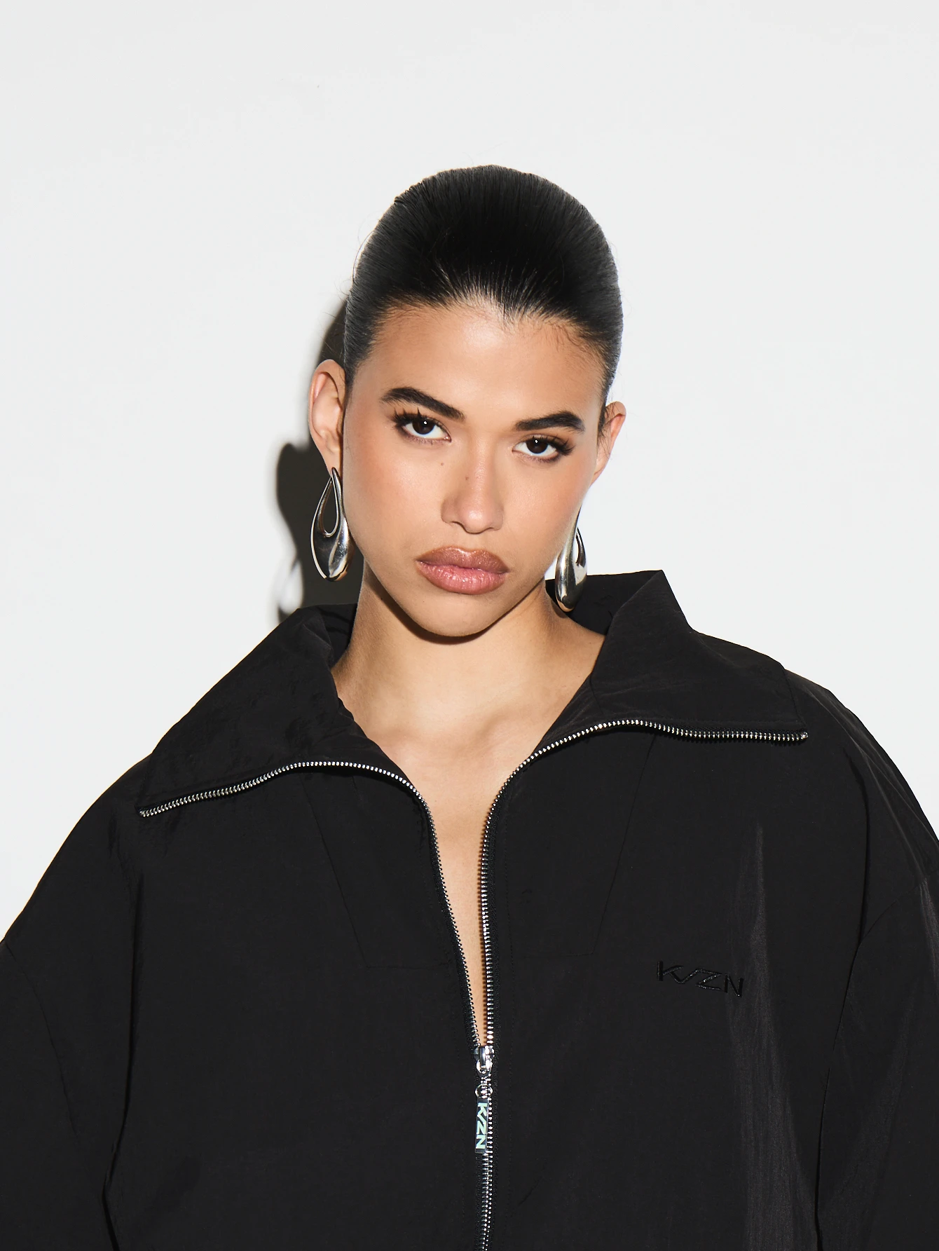 KIZN Oversized Zip Through Technical Bomber Jacket