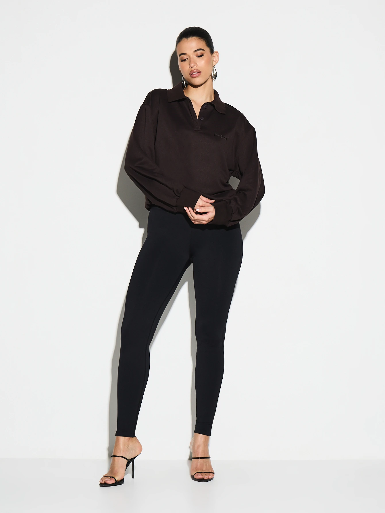 KIZN Collared Pullover Sweatshirt With Buttons