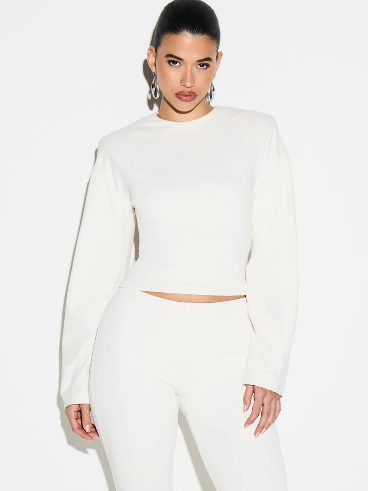 KIZN Neoprene Fleece Lined Shoulder Pad Crop Top