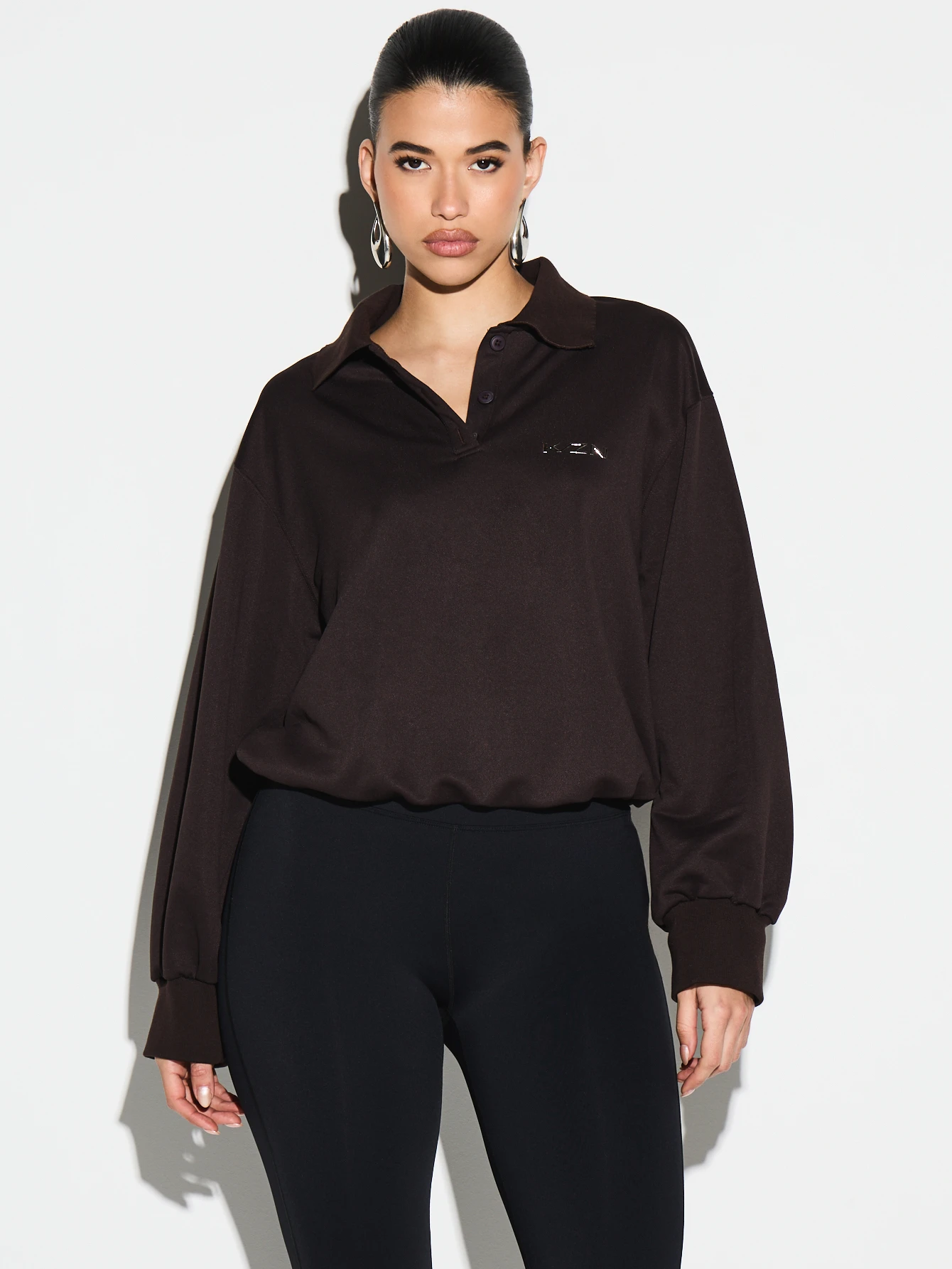KIZN Collared Pullover Sweatshirt With Buttons