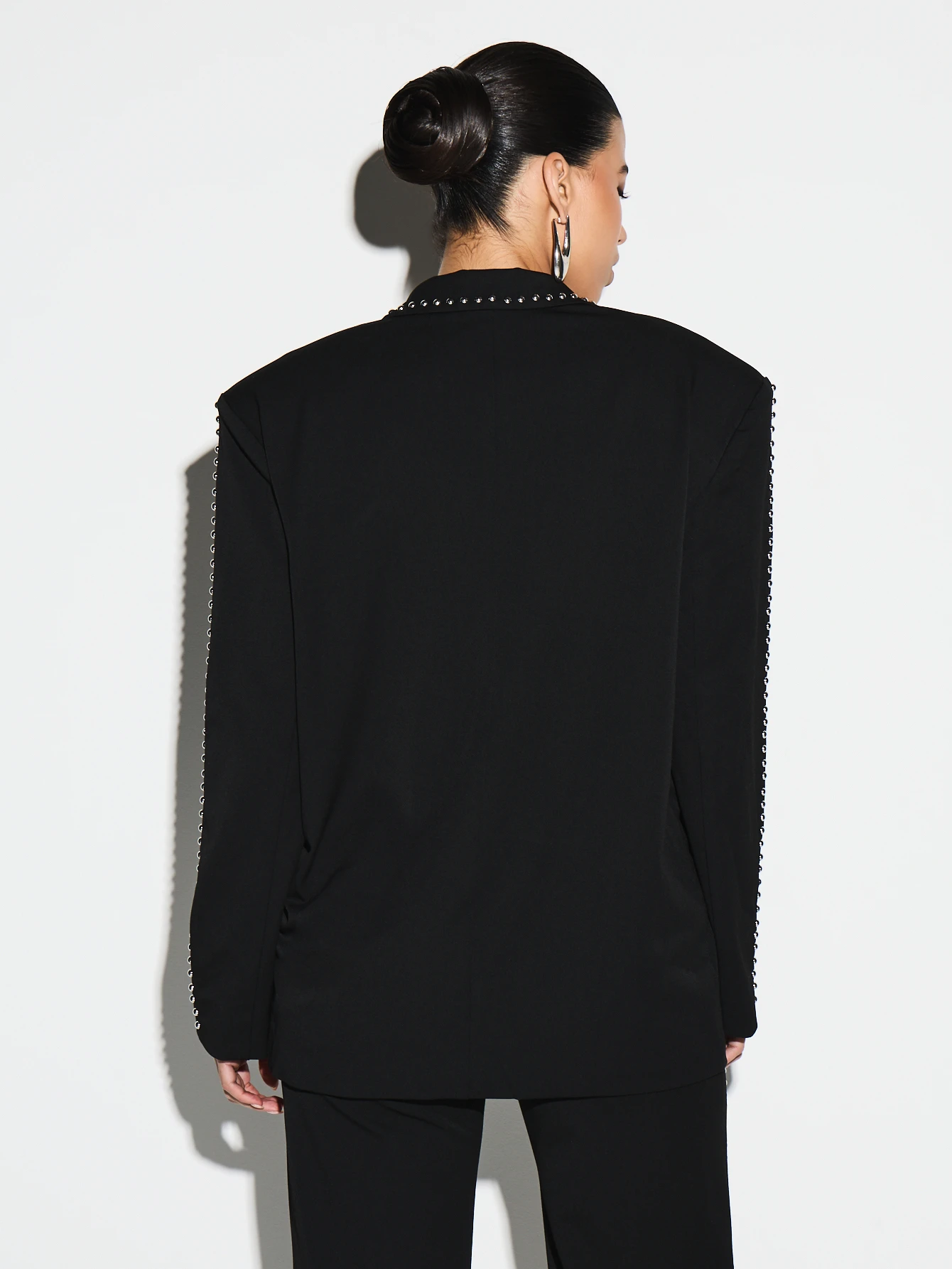 KIZN Studded Double Breasted Blazer With Metal Grommets