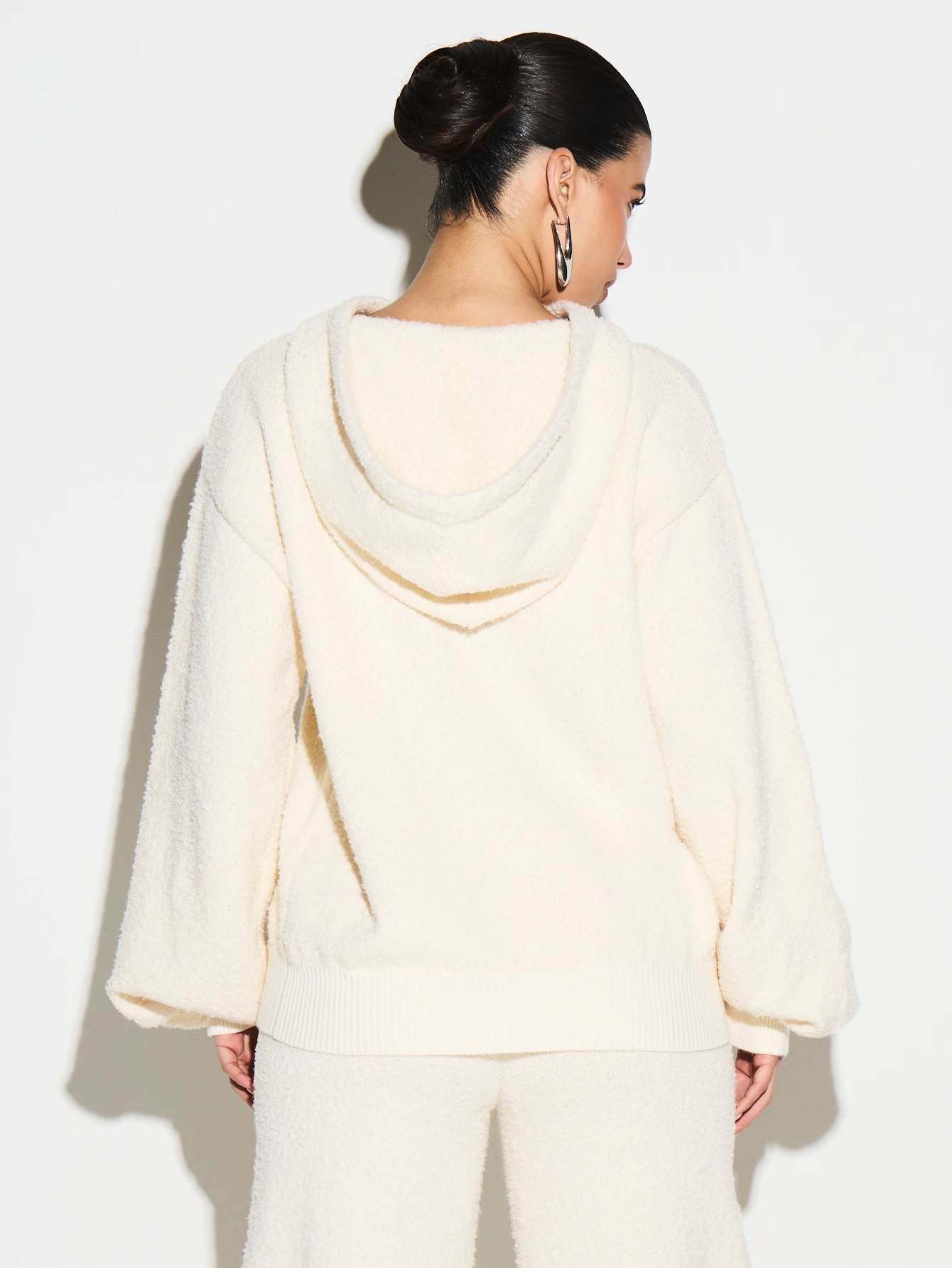 KIZN Boucle Knit Hooded Pullover Sweater