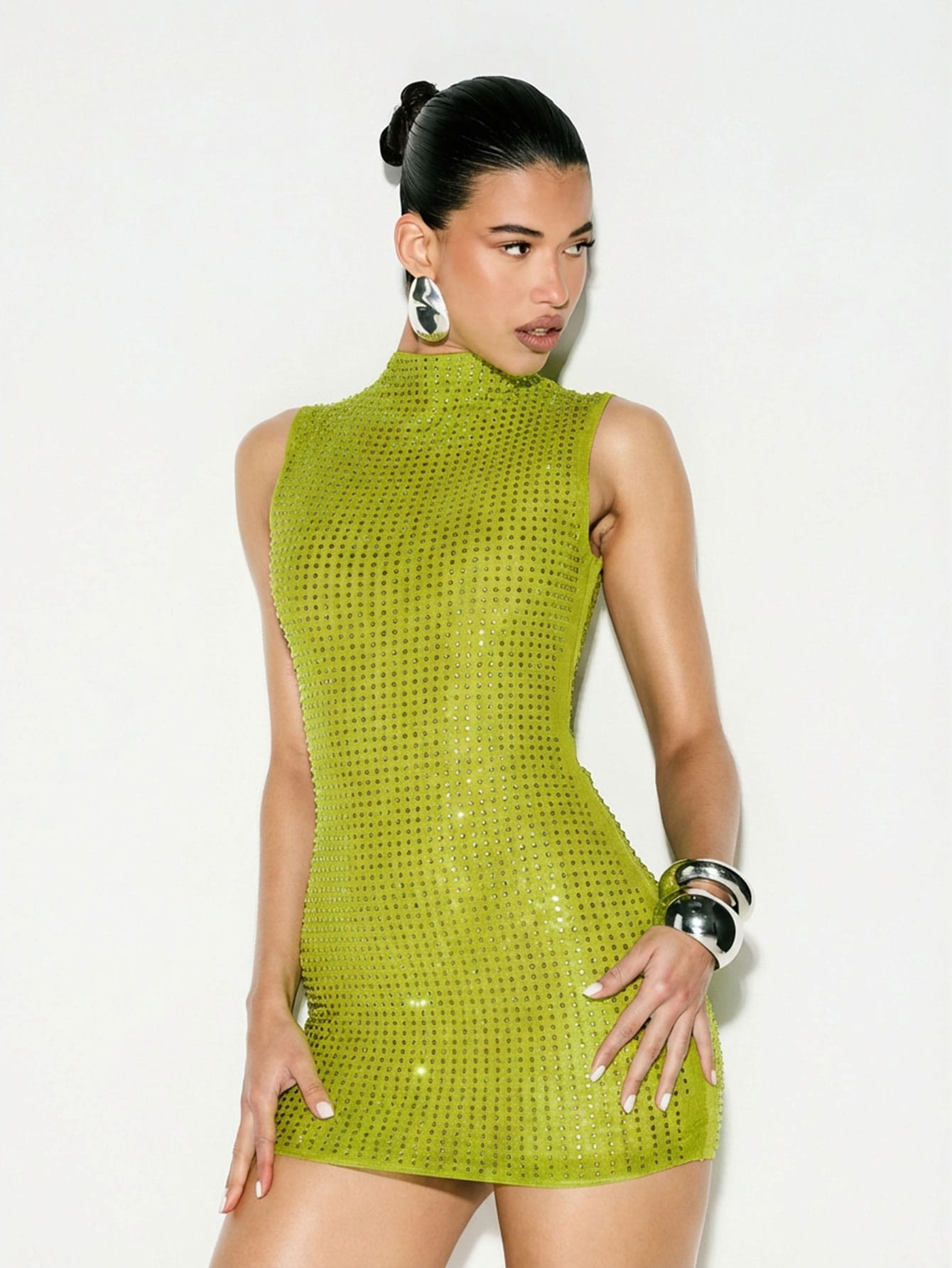 KIZN High Neck Sequin Sleeveless Mini Dress