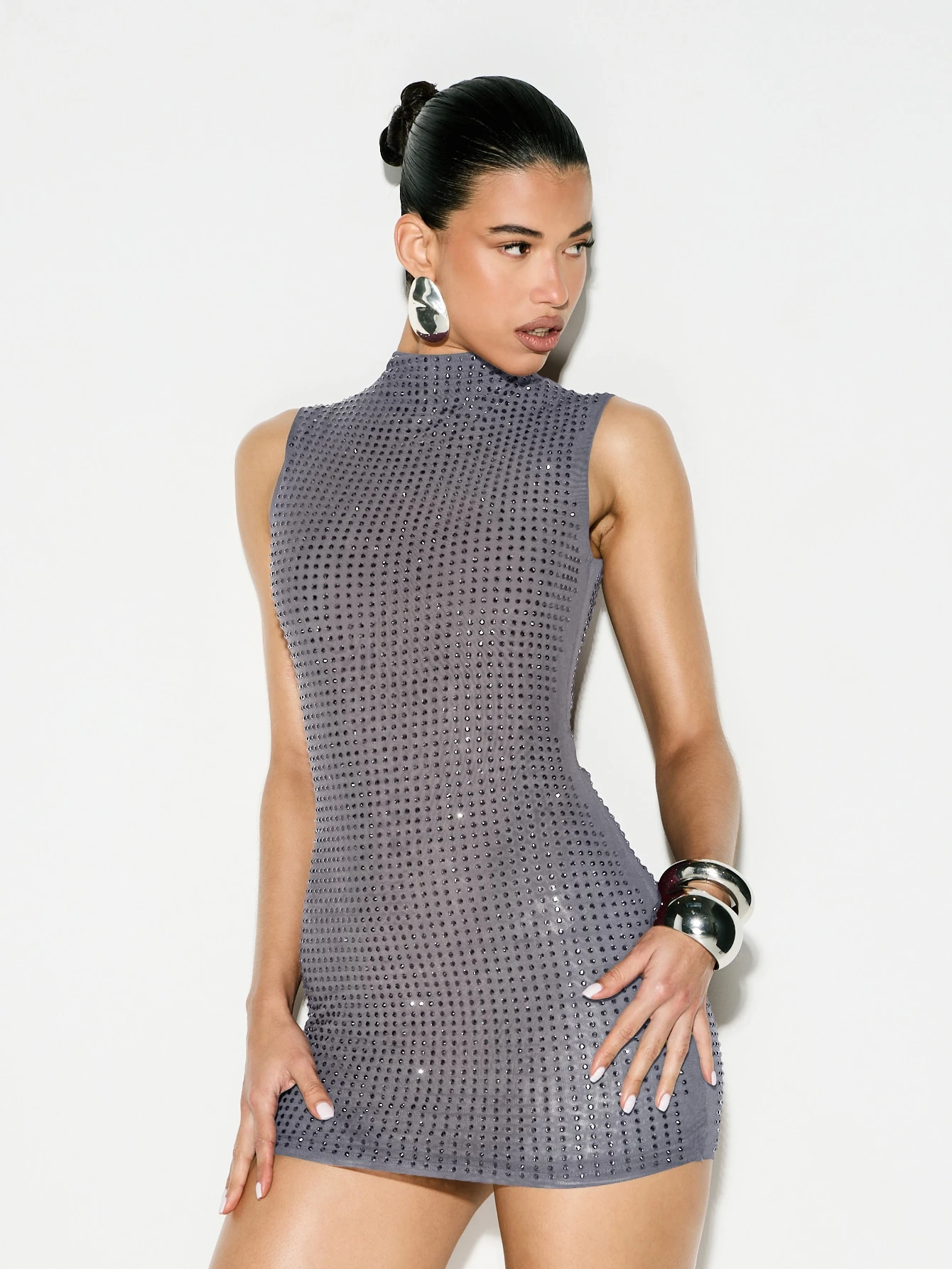 KIZN Studded High Neck Mini Dress