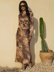 Dancing Leopard Winter Renzo Skirt In Luxe Autumn Leopard Evening Party Smart Casual Venue Dancefloor Events Theatre Refined Modern Polished Timeless Elegant Versatile - Multicolor - View 1