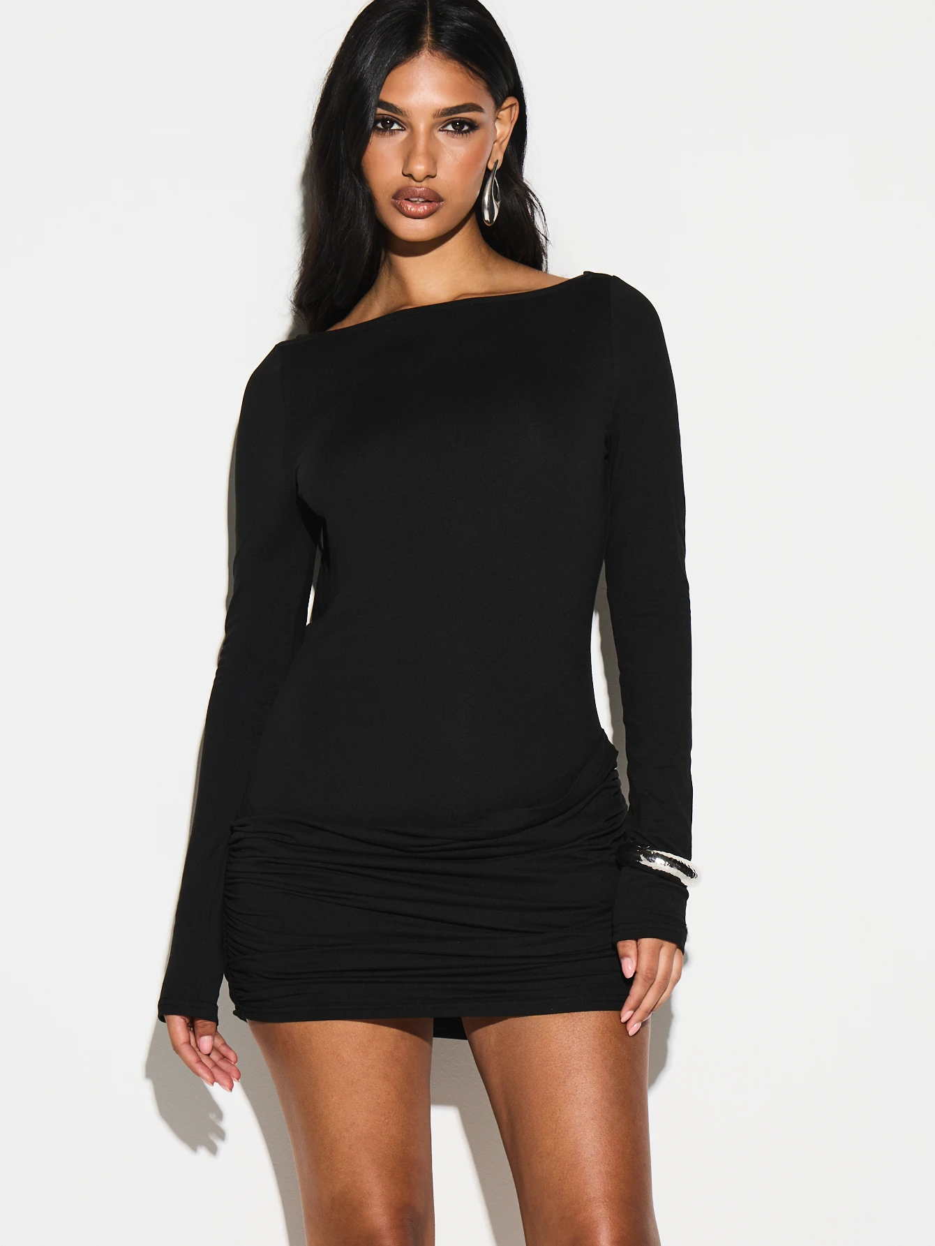 KIZN Black Bodycon Mini Dress With Open Back