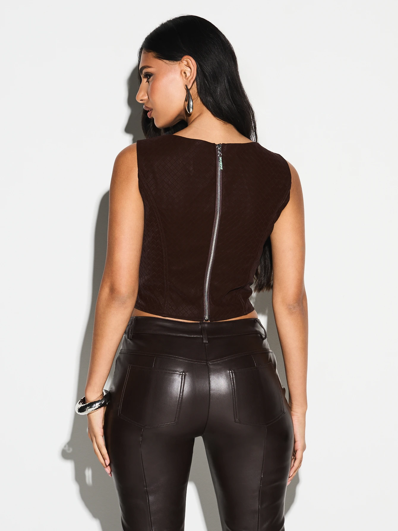 KIZN Square Neck Textured Corset Top