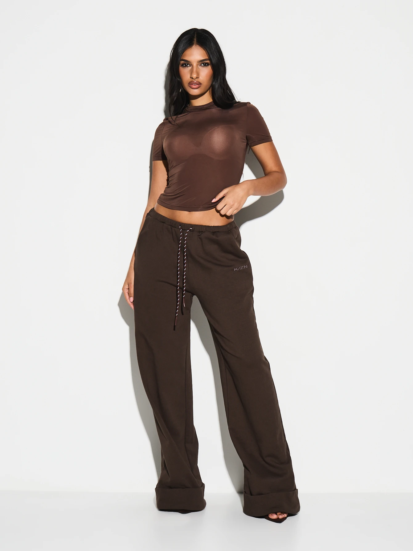 KIZN Brown Fitted Crew Neck T-Shirt