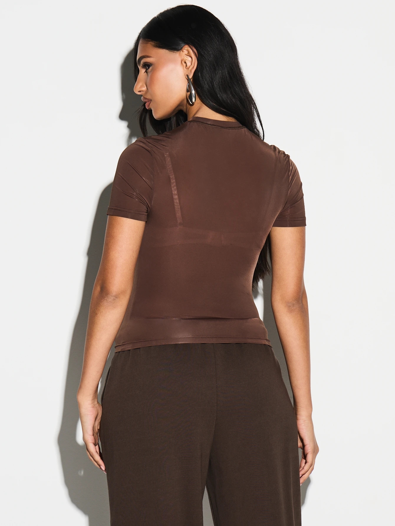 KIZN Brown Fitted Crew Neck T-Shirt
