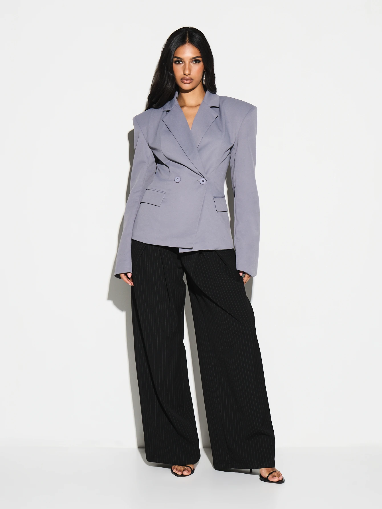 KIZN Double Breasted Lapel Blazer With Buttons