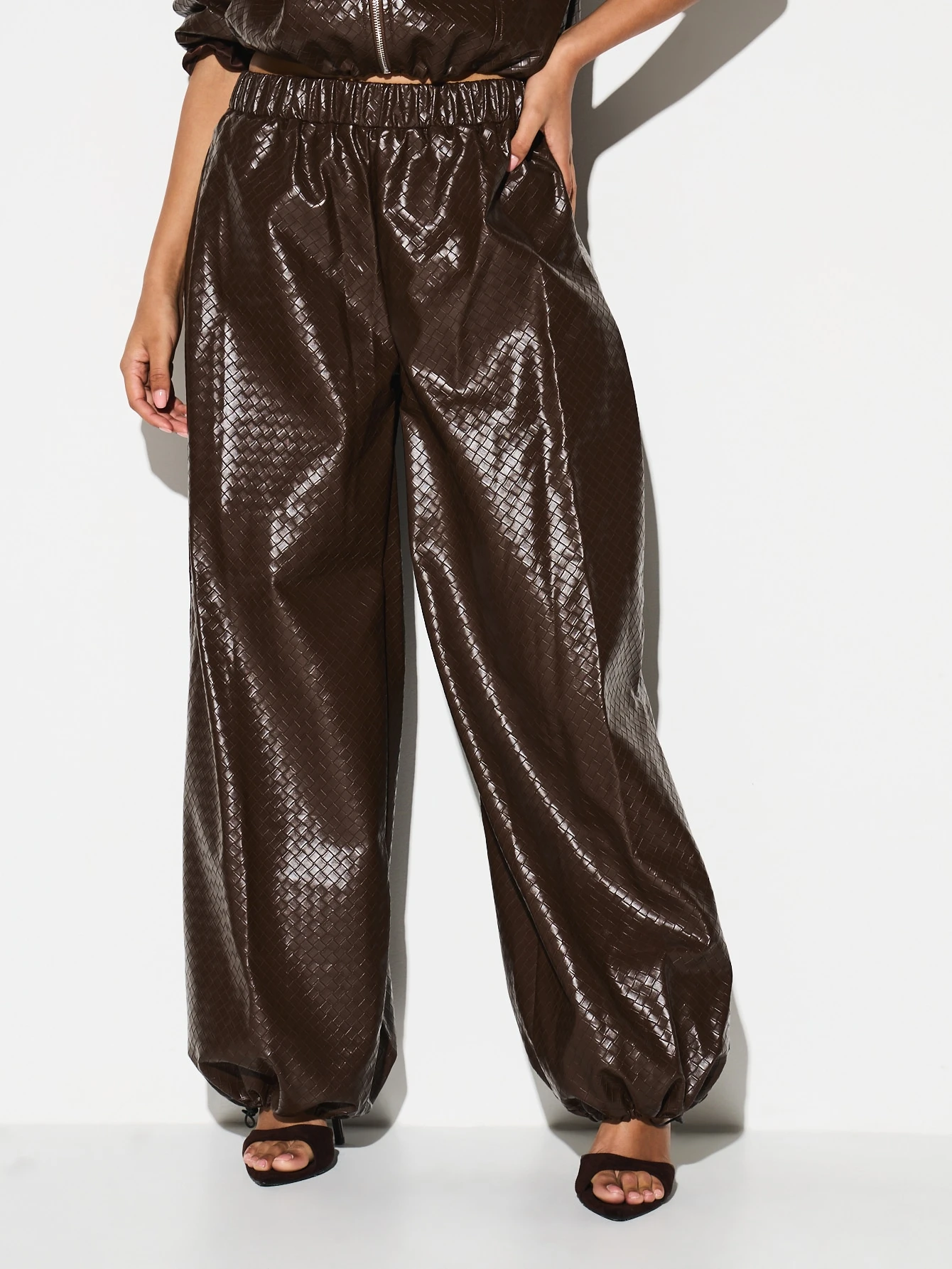 KIZN Metallic Sequin Wide Leg Palazzo Pants