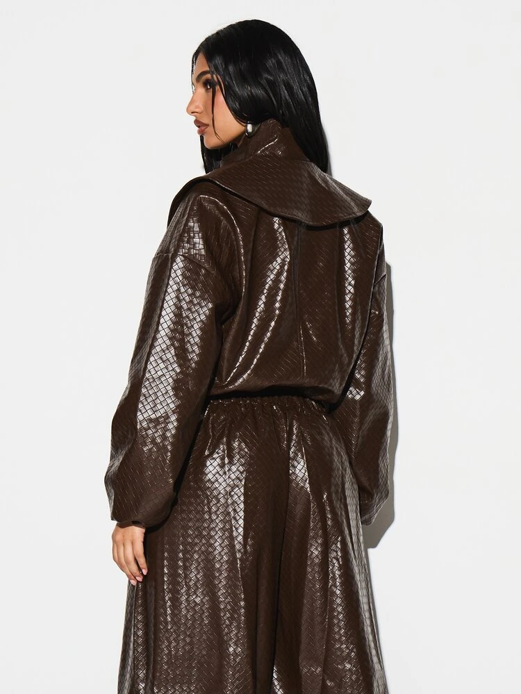 KIZN Brown Metallic Quilted Bomber Jacket With Hood