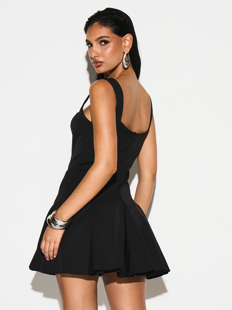 KIZN Sleeveless Square Neck Godet Mini Dress For Valentine's Day